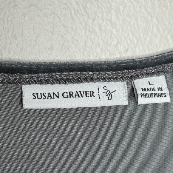 Susan Graver Womens Velvet Tank Top Large Gray Velour Square Neck Office‎ Event - Picture 3 of 7